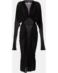 Saint Laurent - Ruffled Jersey Maxi Dress - Lyst