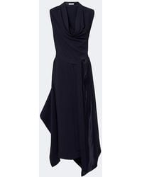 Ferragamo - Draped Satin-Trimmed Jersey Midi Dress - Lyst