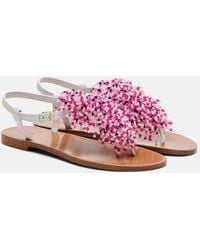 PUCCI - Embroidery Beaded Leather Sandals - Lyst