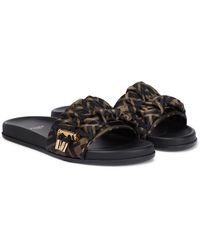 Fendi - Ff Vertigo Satin Slides - Lyst