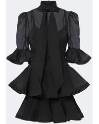 Zimmermann - Pleated Tie-Neck Minidress - Lyst
