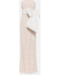 Rebecca Vallance Bridal Floria Bow-trimmed Lace Gown - White
