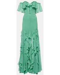 Costarellos - Off-Shoulder Corset Silk Gown - Lyst