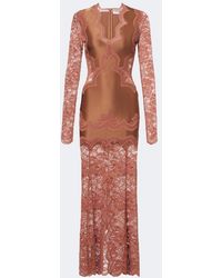 Rabanne - Lace And Satin Maxi Dress - Lyst