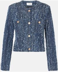 FRAME - Cropped Denim Boucle Jacket - Lyst