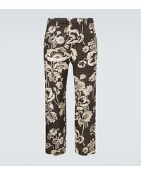 Commas - Floral Linen Straight Pants - Lyst