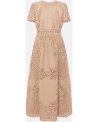 Valentino - Broderie Anglaise Cotton-blend Midi Dress - Lyst