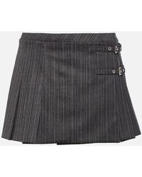 Alessandra Rich - Belted Pinstriped Miniskirt - Lyst