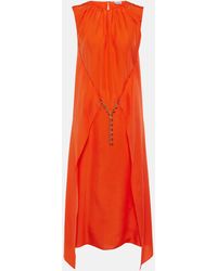 Loewe - Chain-Detail Silk Midi Dress - Lyst