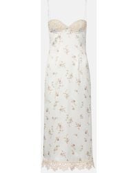 Magda Butrym - Floral Crochet-Trimmed Silk Slip Dress - Lyst