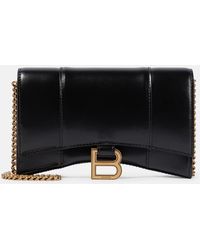Balenciaga - Hourglass Leather Wallet On Chain - Lyst