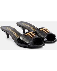 Tom Ford - Logo Croc-embossed Leather Mules - Lyst