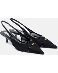 Victoria Beckham - Leather-Trimmed Mesh Slingback Pumps - Lyst