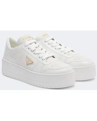 Prada - Downtown Bold Leather Platform Sneakers - Lyst