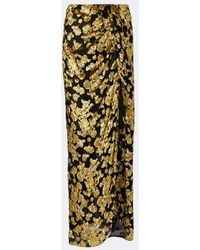 Balmain - Embellished Jacquard Velvet Maxi Skirt - Lyst