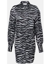 The Attico - Silvye Zebra-Print Satin Shirt Dress - Lyst