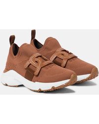 Tod's - Leather-trimmed Knit Sneakers - Lyst