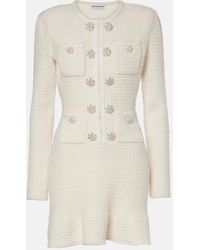 Self-Portrait - Embellished Waffle-Knit Minidress - Lyst