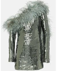 ‎Taller Marmo - Mini Garbo Sequined Feather-trimmed Minidress - Lyst
