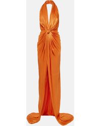 Costarellos - Colette Gathered Halterneck Silk Gown - Lyst
