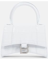 Balenciaga Schultertasche Hourglass Mini aus Leder - Weiß