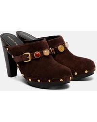 Veronica Beard - Giana Embellished Suede Platform Mules - Lyst
