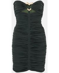 Area - Vestido Corto Fruncido Con Abertura - Lyst