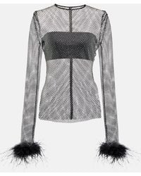 GIUSEPPE DI MORABITO - Embellished Feather-Trimmed Net Top - Lyst