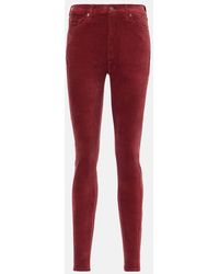 7 For All Mankind - Schmale High-Rise-Hose Aus Samt - Lyst