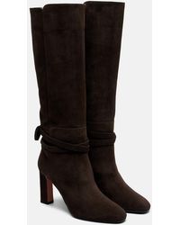 Aquazzura - Very Bow 85 Suede Knee-High Boots - Lyst