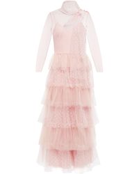 RED Valentino Point D'esprit Tulle Midi Dress - Pink