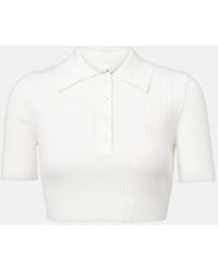 Courreges - Cropped Ribbed-Knit Polo Shirt - Lyst