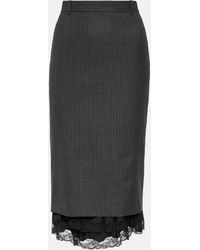 Balenciaga - Lingerie Pinstripe Wool Midi Skirt - Lyst