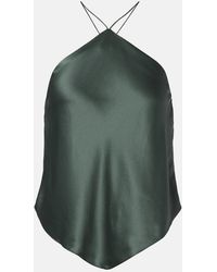 The Sei - Halterneck Silk Charmeuse Top - Lyst