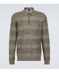 Giorgio Armani - Intarsia Linen-Blend Polo Sweater - Lyst