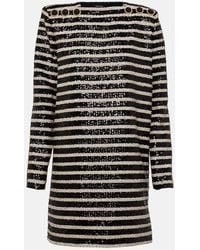 Balmain - Vestido Corto A Rayas Con Lentejuelas - Lyst