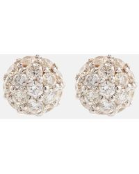 STONE AND STRAND - Dainty Mirror Ball 10kt Gold Earrings With Diamonds - Lyst