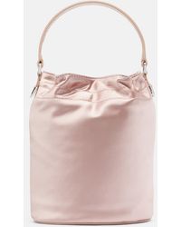 STAUD - Lila Leather-Trimmed Satin Bucket Bag - Lyst