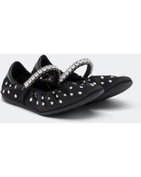 Jimmy Choo - Jade Embellished Satin Ballet Flats - Lyst