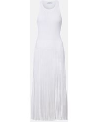 Alaïa - Pleated Ribbed-Knit Midi Dress - Lyst