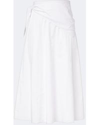Vince - Scarf-Detail Cotton Poplin Midi Skirt - Lyst