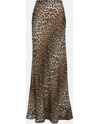 Ganni - Leopard Printed Chiffon Maxi-Skirt - Lyst