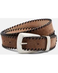 KHAITE - Benny Leather-Trimmed Suede Belt - Lyst