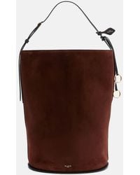 Alaïa - Hip Large Leather-Trimmed Suede Bucket Bag - Lyst