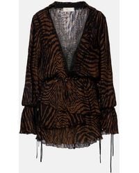 Blumarine - Zebra-Print Chiffon Mini Dress - Lyst