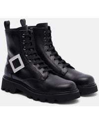 Roger Vivier - Viv Rangers Leather Ankle Boots - Lyst