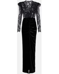 Alessandra Rich - Lace-Velvet Gown - Lyst