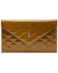 Saint Laurent - Paris Quilted Patent Leather Pouch - Lyst
