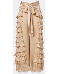 Zimmermann - Valiant Ruffled Silk Chiffon Wide-Leg Pants - Lyst