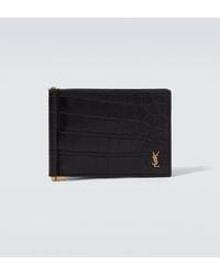 Saint Laurent - Tiny Cassandre Croc-Effect Leather Wallet - Lyst